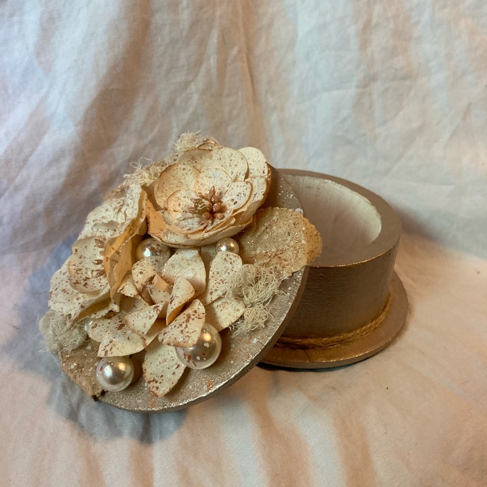 Handmade mixed media cylindrical mini box